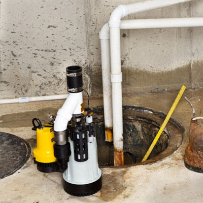 Installed sump pump